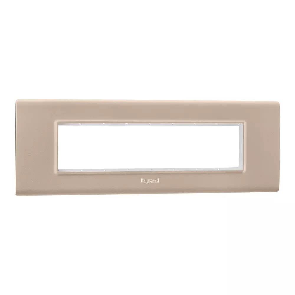 Legrand Cover Plate with Support Frame Allzy Aluminium Champagne 8 Module Horizontal, 6813 49 (Pack of 5)