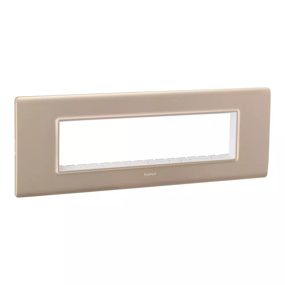 Legrand Cover Plate with Support Frame Allzy Aluminium Champagne 8 Module Horizontal, 6813 49 (Pack of 5)