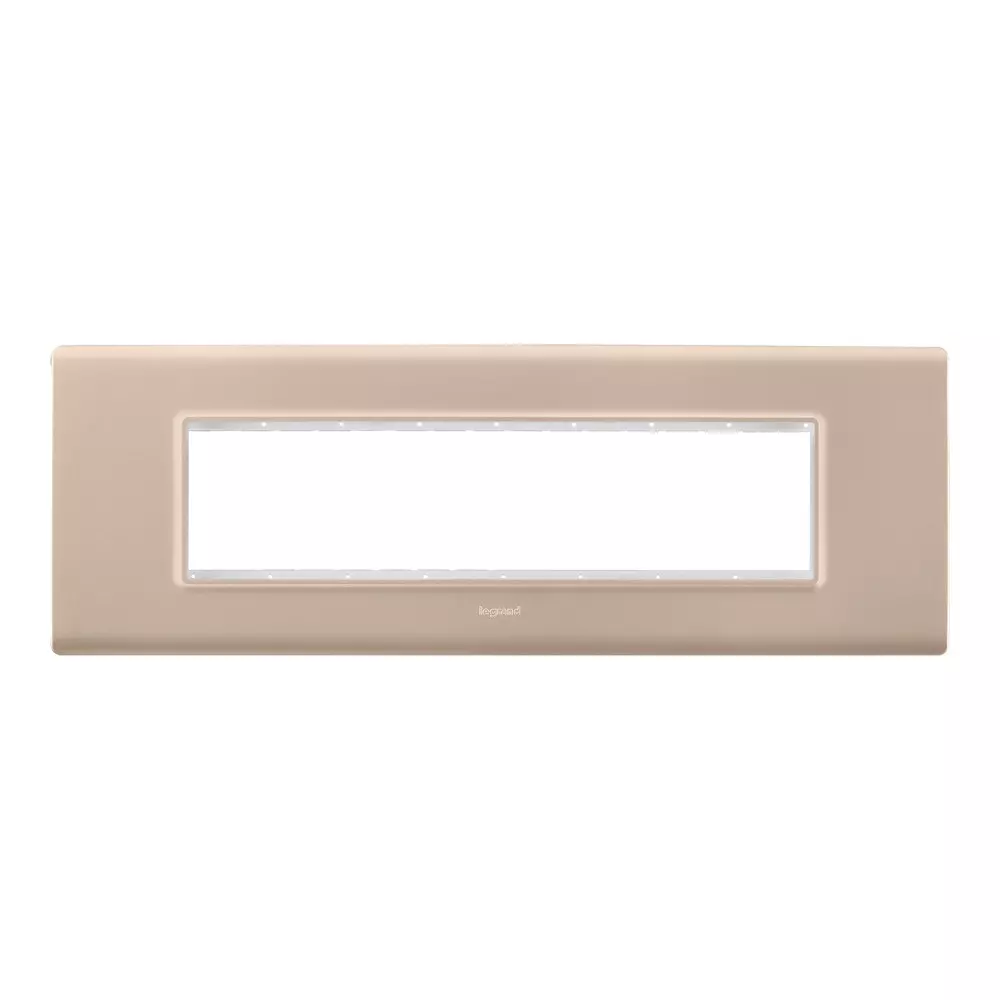 Legrand Cover Plate with Support Frame Allzy Aluminium Champagne 8 Module Horizontal, 6813 49 (Pack of 5)