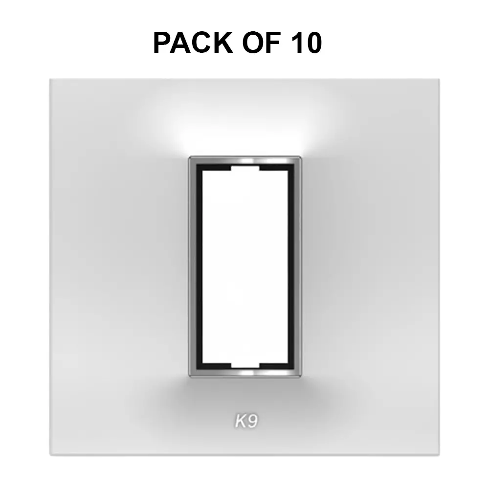 K9 Euro Cover Plate With Base Frame Chromeline 1 Module White, 9170 (Pack of 10)