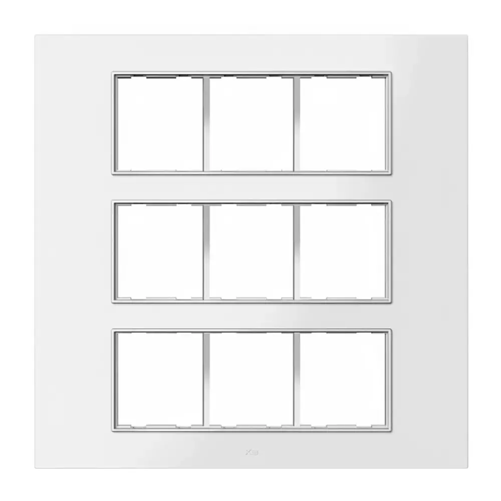 K9 Euro Cover Plate With Base Frame Silver Border Prism 18 Module White, 9530 (Pack of 5)