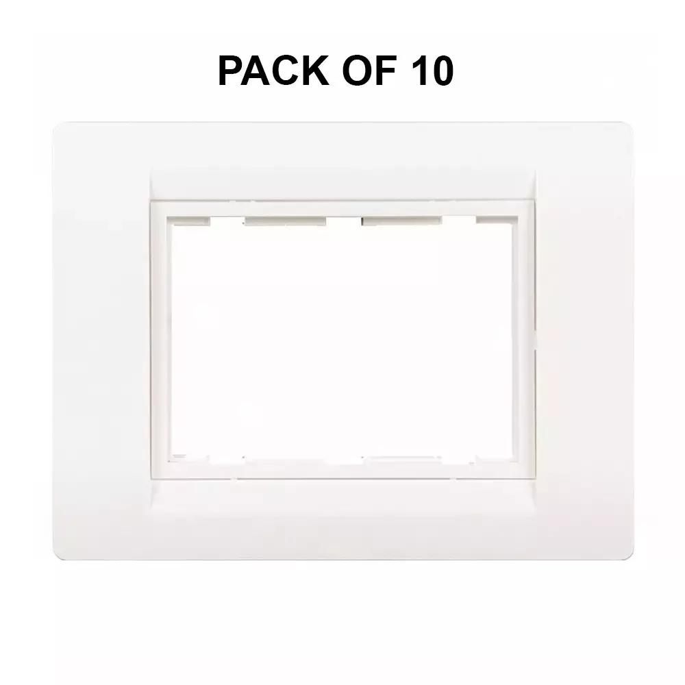 K9 Euro Cover Plate With Base Frame 3 Module White, W-9062U (Pack of 10)