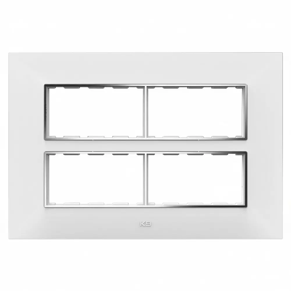 K9 Euro Cover Plate With Base Frame I-Wood Chrome 12 Module (Square) White, 9509 (Pack of 5)