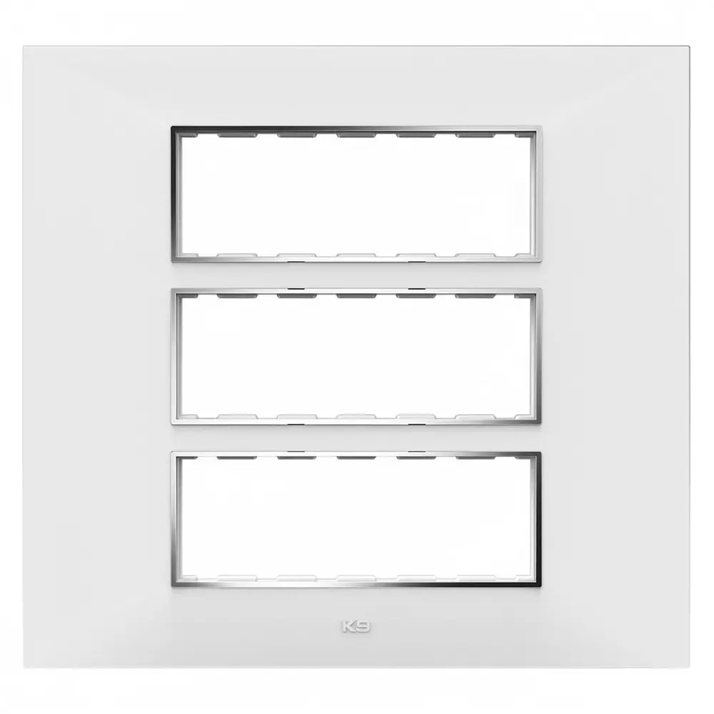 K9 Euro Cover Plate With Base Frame I-Wood Chrome 18 Module White, 9511 (Pack of 5)