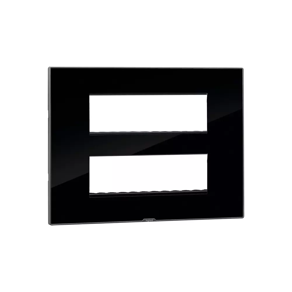 Legrand Myrius Series 12 M Modular Cover Plate with Frame High Grade Polycarbonate Ice Black, 6795 52