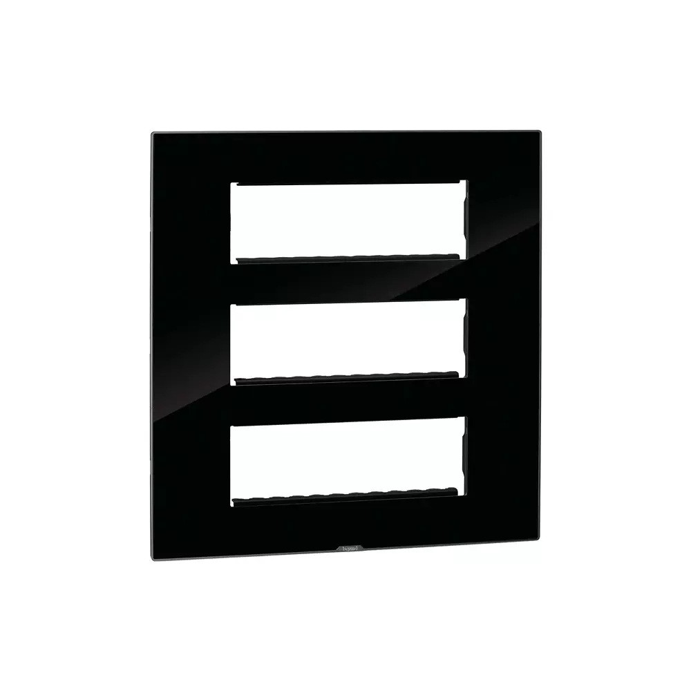 Legrand Myrius Series 18 M Modular Cover Plate with Frame High Grade Polycarbonate Ice Black, 6795 58