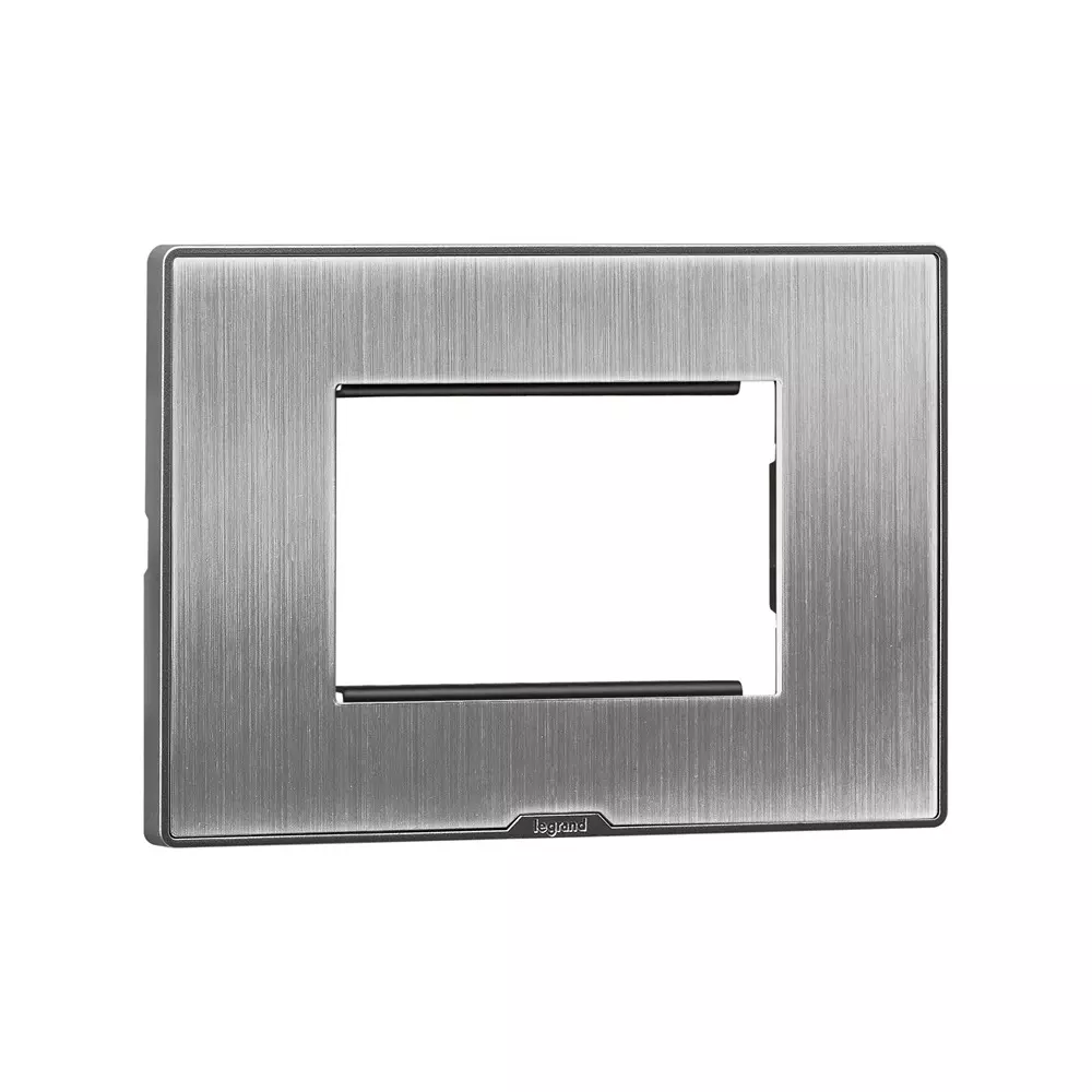 Legrand Myrius Series 3 M Modular Cover Plate with Frame High Grade Polycarbonate Sonic Silver, 6795 83