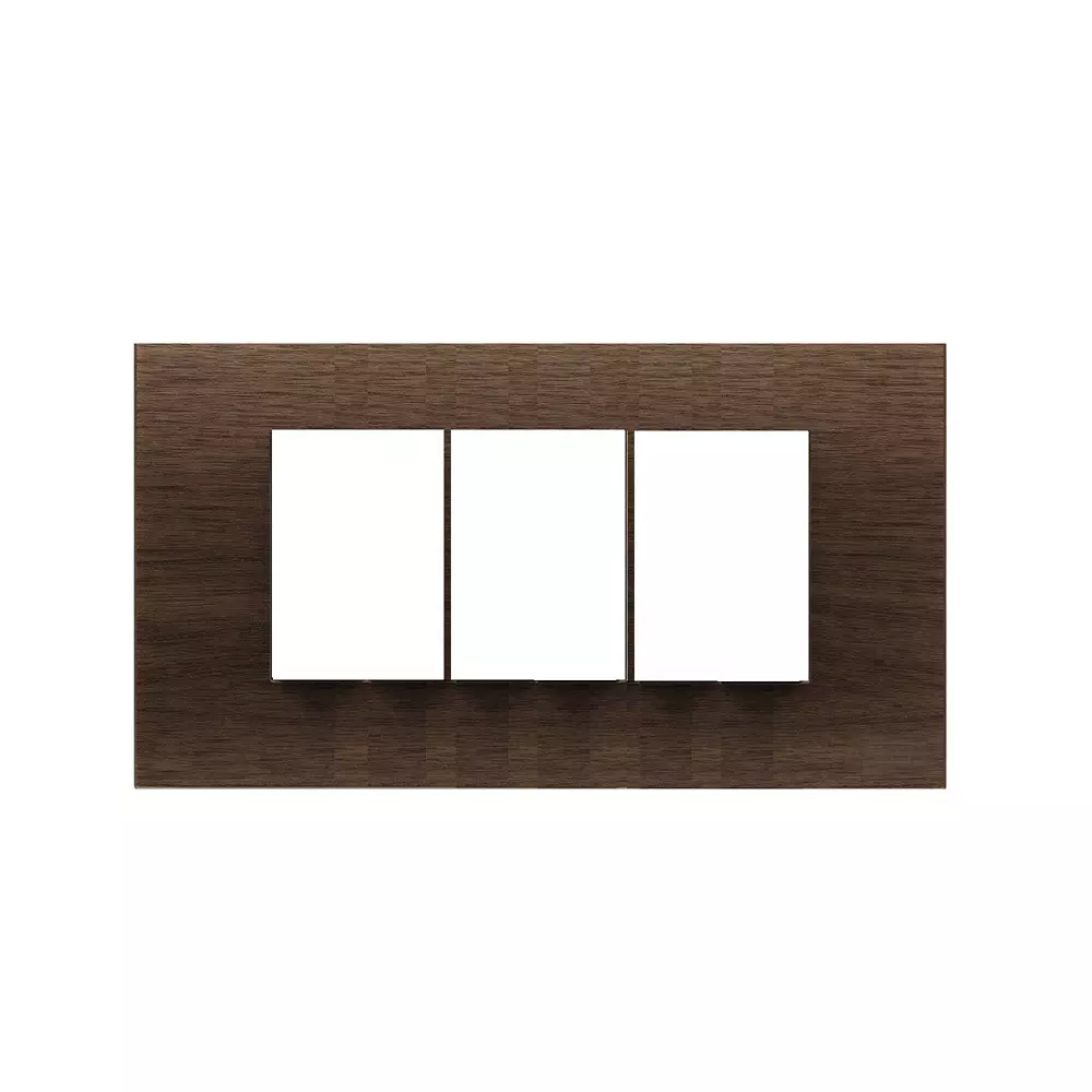 Goldmedal Curve Bella Cover Plate wtih Mounting Frame 219x86 mm 6 Module Belle Wood - African Wenge Plastic for Commecial and Industrial Use, 30601
