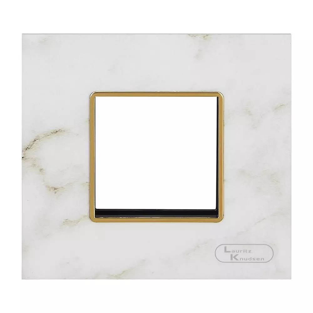 L&T [ Lauritz Knudsen ] Entice Cover Plate With Grid Frame White Marble Color 2 Module, CB91102FW07