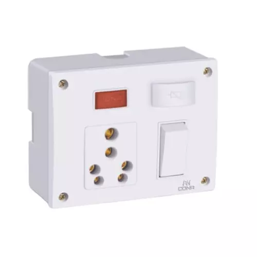Cona WAWA 6/16A Combine with Junction Box ,Fuse & Indicator Polycarbonate White,9241