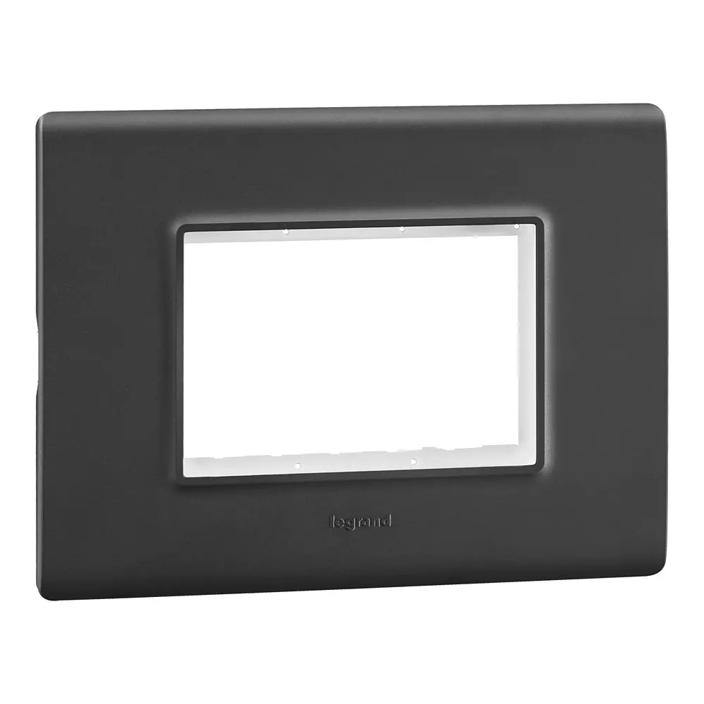 Legrand Cover Plate with Support Frame Allzy Matt Black 3 Module, 6813 13 (Pack of 10)