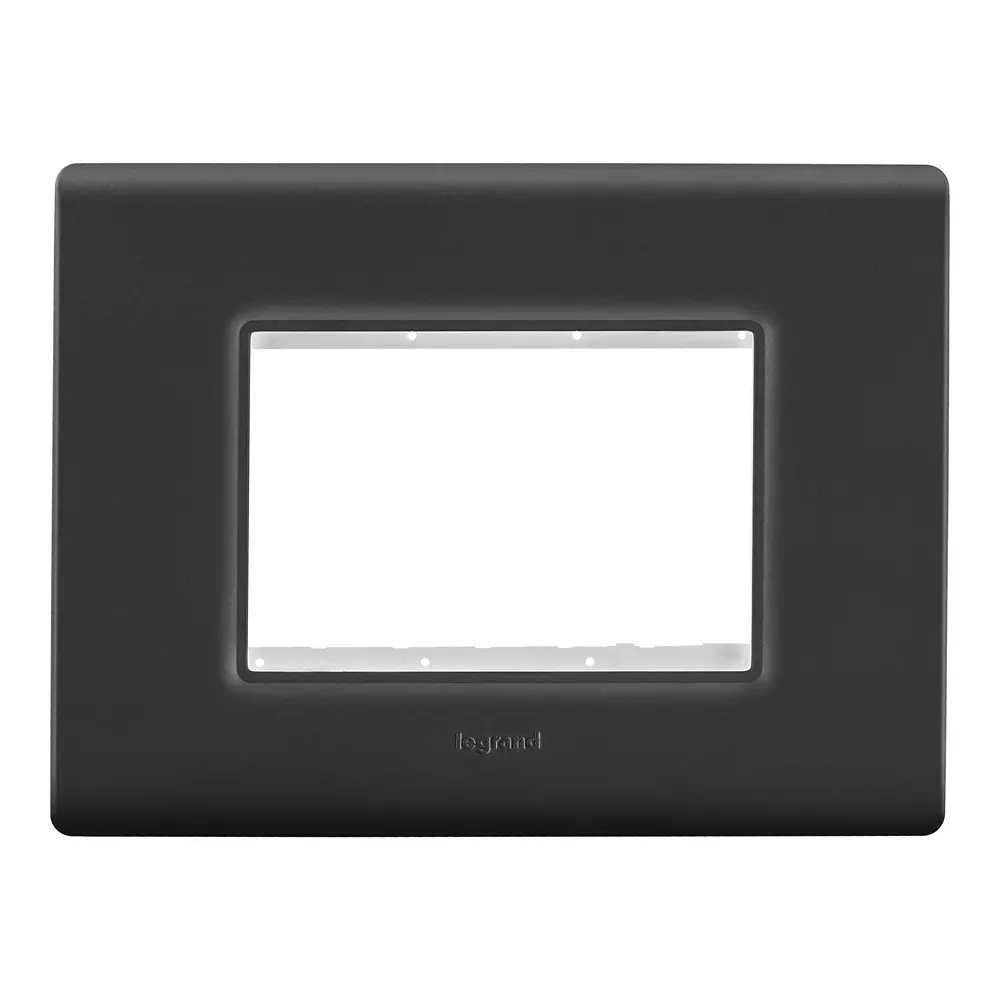 Legrand Cover Plate with Support Frame Allzy Matt Black 3 Module, 6813 13 (Pack of 10)