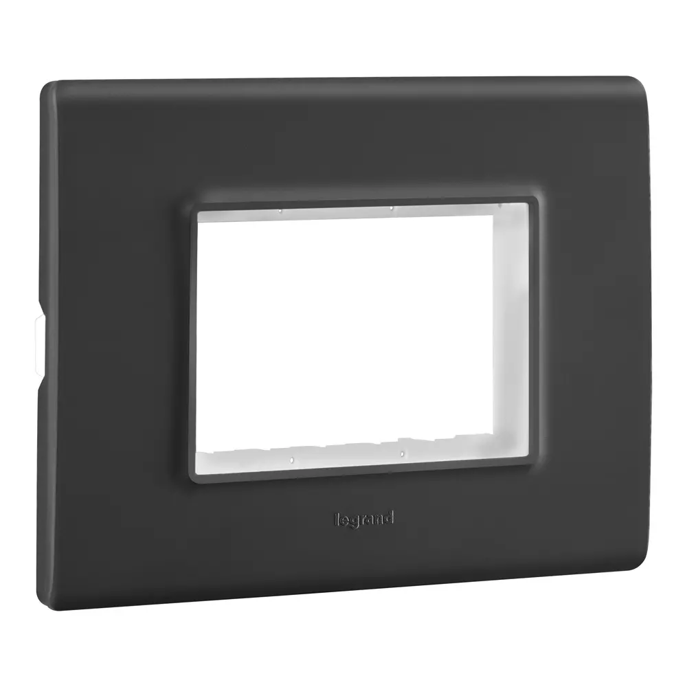 Legrand Cover Plate with Support Frame Allzy Matt Black 3 Module, 6813 13 (Pack of 10)