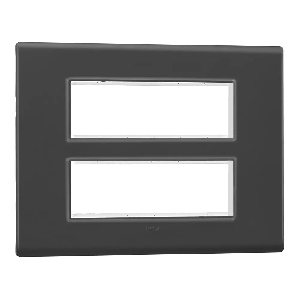 Legrand Cover Plate with Support Frame Allzy Matt Black 12 Module, 6813 19 (Pack of 10)