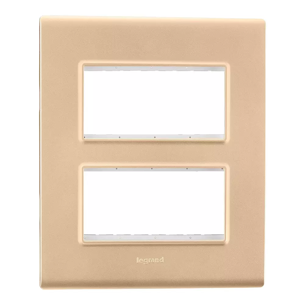 Legrand Cover Plate with Support Frame Allzy Golden 2*4 Module Vertical, 6813 39 (Pack of 5)