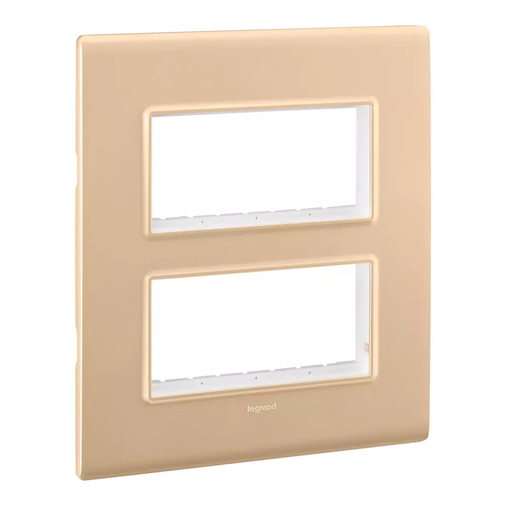 Legrand Cover Plate with Support Frame Allzy Golden 2*4 Module Vertical, 6813 39 (Pack of 5)