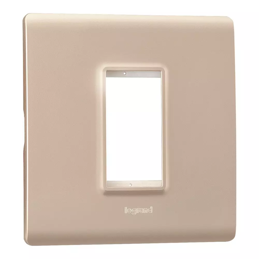 Legrand Cover Plate with Support Frame Allzy Aluminium Champagne 1 Module, 6813 44 (Pack of 20)