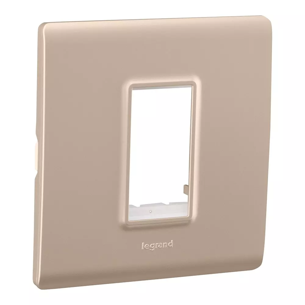 Legrand Cover Plate with Support Frame Allzy Aluminium Champagne 1 Module, 6813 44 (Pack of 20)