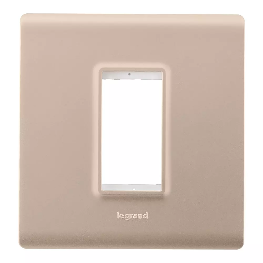 Legrand Cover Plate with Support Frame Allzy Aluminium Champagne 1 Module, 6813 44 (Pack of 20)