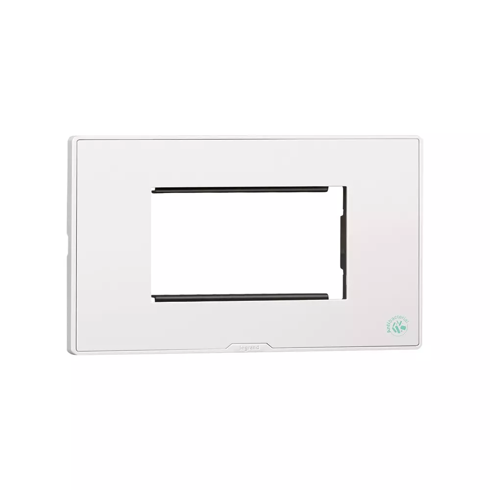 Legrand Anti-Bacterial Cover Plate with Support Frame Myrius Classic White 4 Module, 6793 44 (Pack of 10)