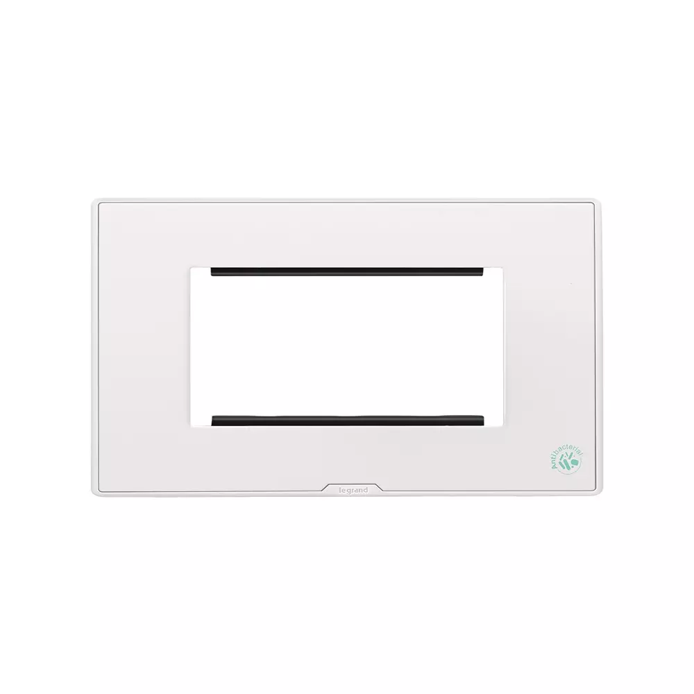 Legrand Anti-Bacterial Cover Plate with Support Frame Myrius Classic White 4 Module, 6793 44 (Pack of 10)