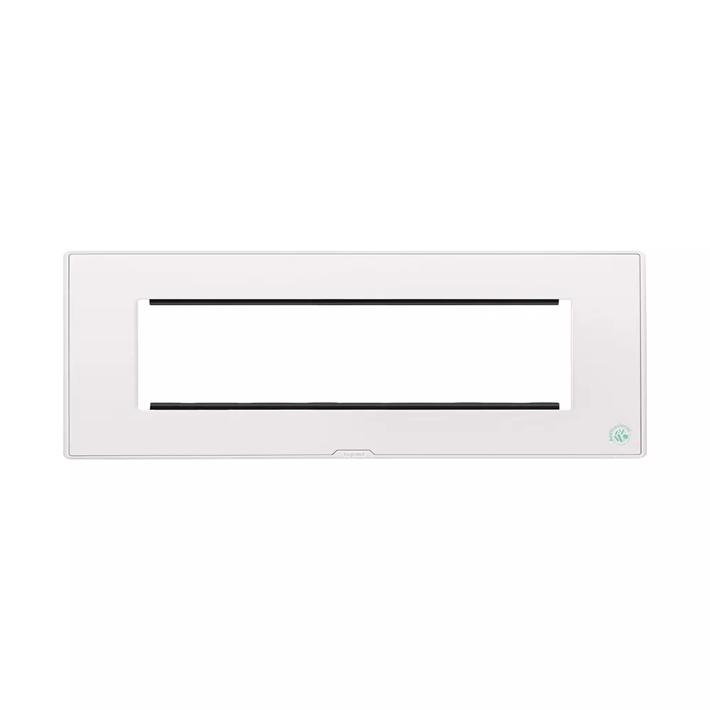 Legrand Anti-Bacterial Cover Plate with Support Frame Myrius Classic White 8 Module, 6793 48 (Pack of 5)