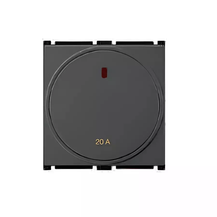 Goldmedal Modular Switch with LED Indicator 1 Way 20 Amp 2 M Carbon Grey, 182626