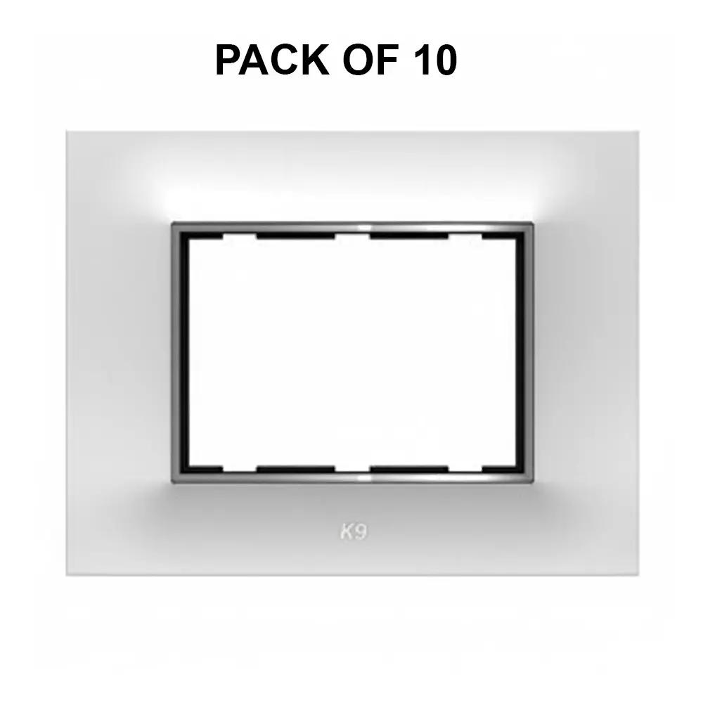 K9 Euro Cover Plate With Base Frame Chromeline 3 Module White, 9172 (Pack of 10)