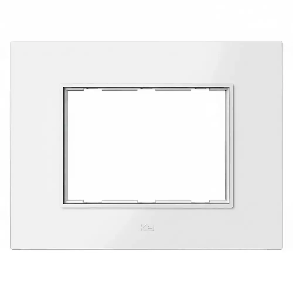 K9 Euro Cover Plate With Base Frame Silver Border Prism 3 Module White, 9523 (Pack of 10)