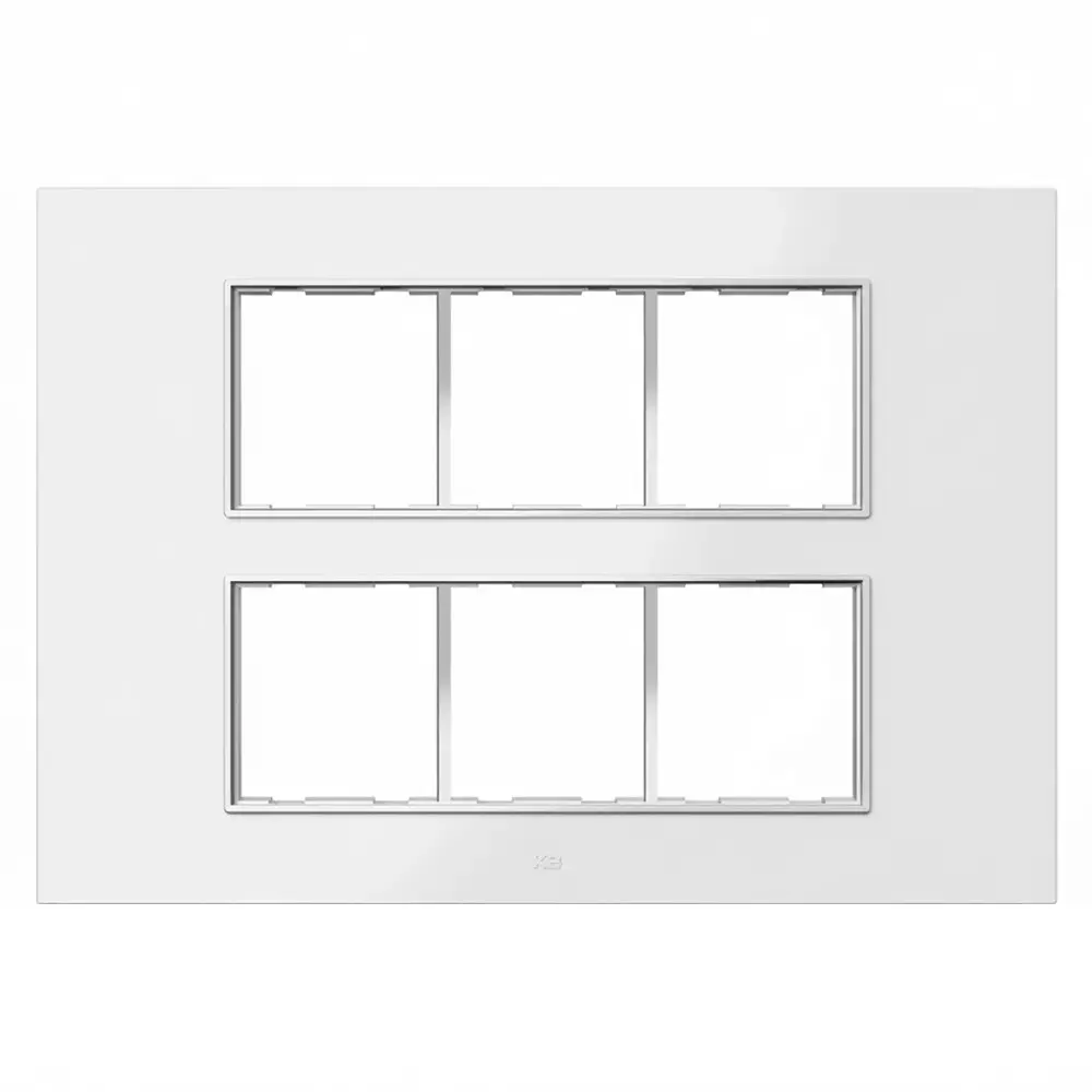 K9 Euro Cover Plate With Base Frame Silver Border Prism 12 Module White, 9528 (Pack of 5)