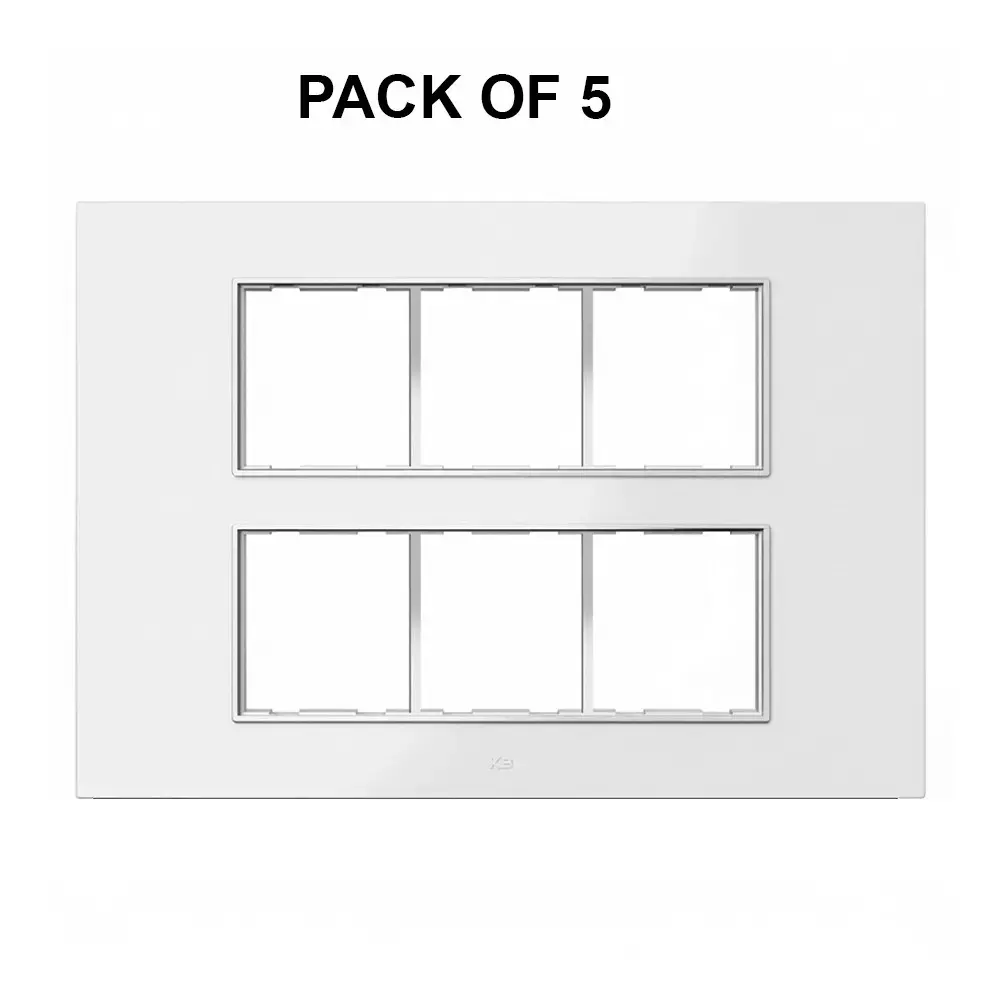 K9 Euro Cover Plate With Base Frame Silver Border Prism 12 Module White, 9528 (Pack of 5)
