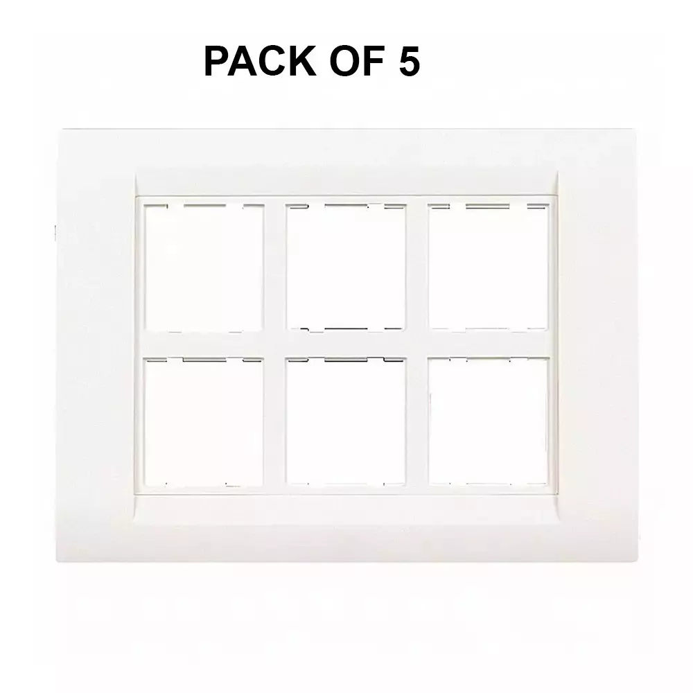 K9 Euro Cover Plate With Base Frame 12 Module White, W-9067U (Pack of 5)
