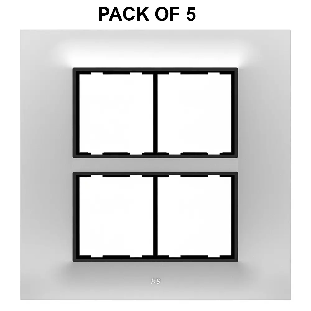 K9 Euro Cover Plate With Base Frame Ultima Plus 8 Module (Square) White, 9166P (Pack of 5)