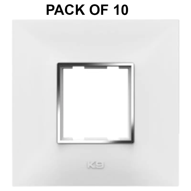 K9 Euro Cover Plate With Base Frame I-Wood Chrome 2 Module White, 9502 (Pack of 10)