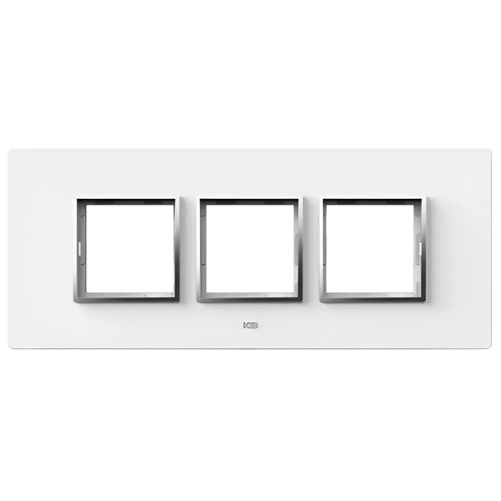 K9 Evoq Cover Plate With Base Frame Stella Chrome 6 Module White, 9465 (Pack of 10)