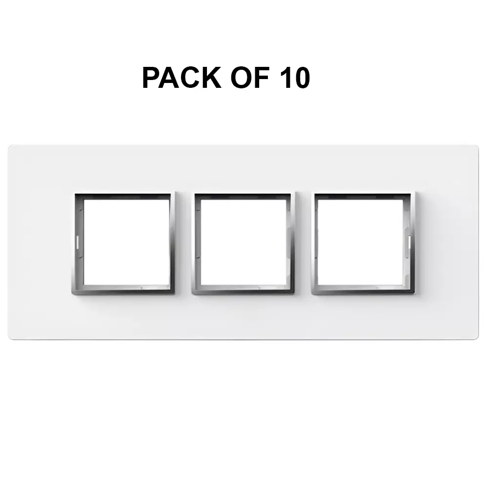 K9 Evoq Cover Plate With Base Frame Stella Chrome 6 Module White, 9465 (Pack of 10)