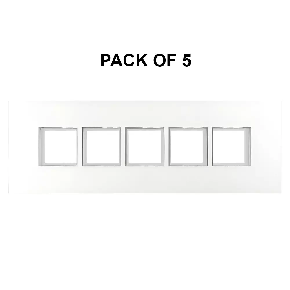 K9 Evoq Cover Plate With Base Frame Delta Chrome 10 Module White, 9327 (Pack of 5)