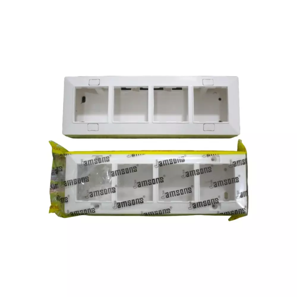 JAMSONS Surface Box with Plate 8 Module Vargin ABS White Color, JM-059 (Pack of 10)