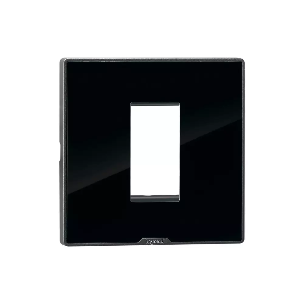 Legrand Myrius Series 1 M Modular Cover Plate with Frame High Grade Polycarbonate Ice Black, 6795 41