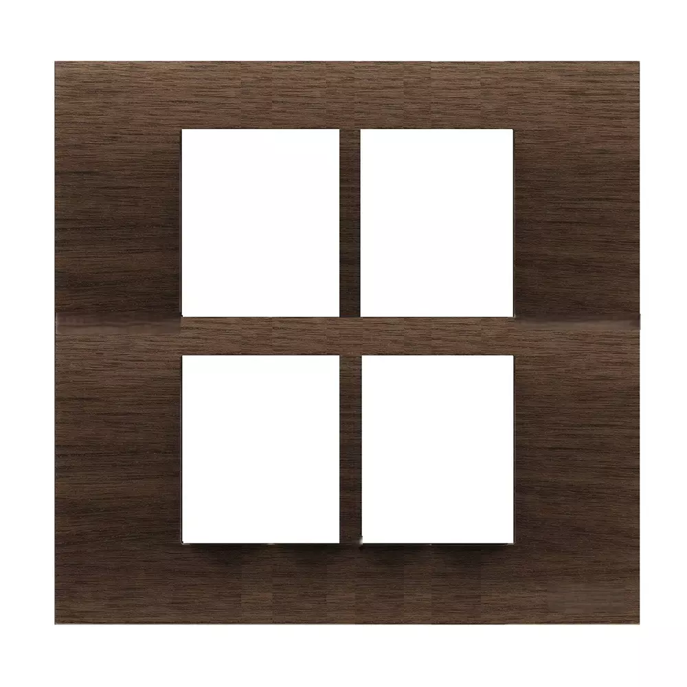 Goldmedal Curve Bella Cover Plate wtih Mounting Frame 152x168 mm 8 Module (Vertical) Belle Wood - African Wenge Plastic for Commecial and Industrial Use, 39801