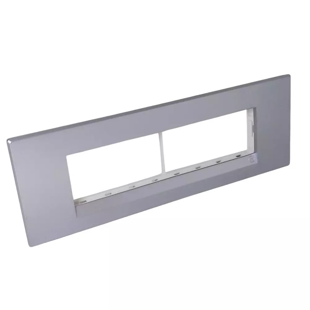 lt-lauritz-knudsen-englaze-plastic-horizontal-cover-plate-with-plastic-grid-frame-moonlight-silver-color-8-module-cb92108fs01