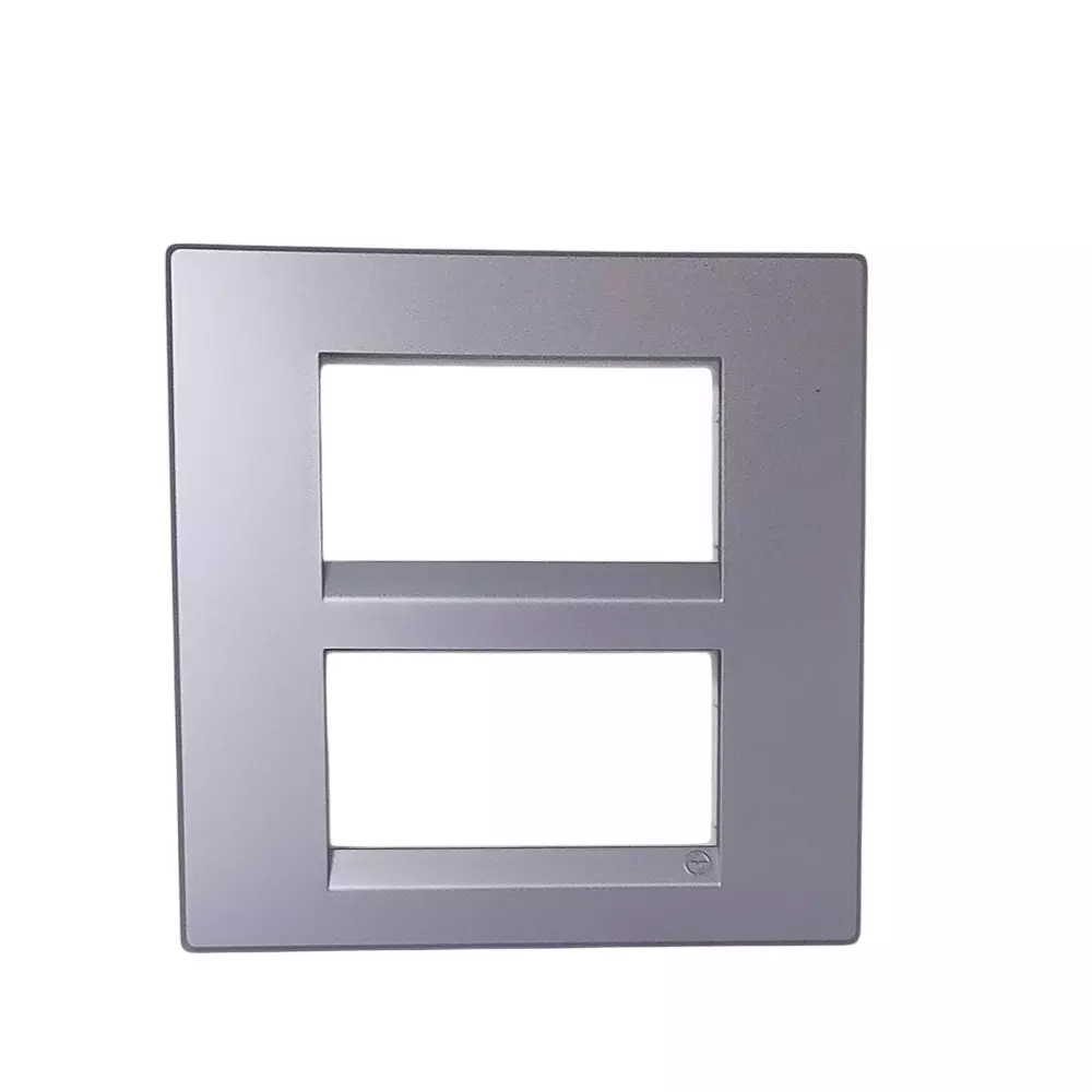 L&T [ Lauritz Knudsen ] Englaze Plastic Square Cover Plate With Plastic Grid Frame Moonlight Silver Color 8 Module, CB92208FS01