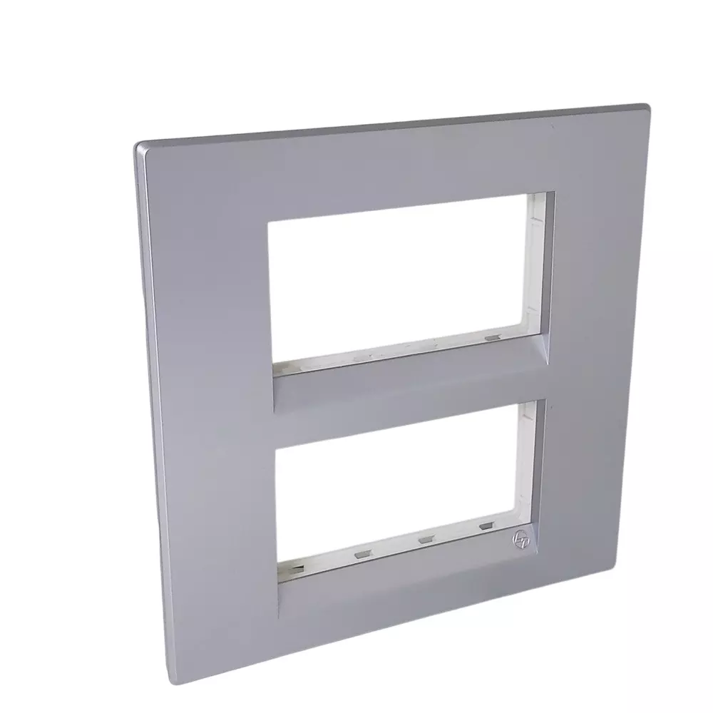 lt-lauritz-knudsen-englaze-plastic-square-cover-plate-with-plastic-grid-frame-moonlight-silver-color-8-module-cb92208fs01