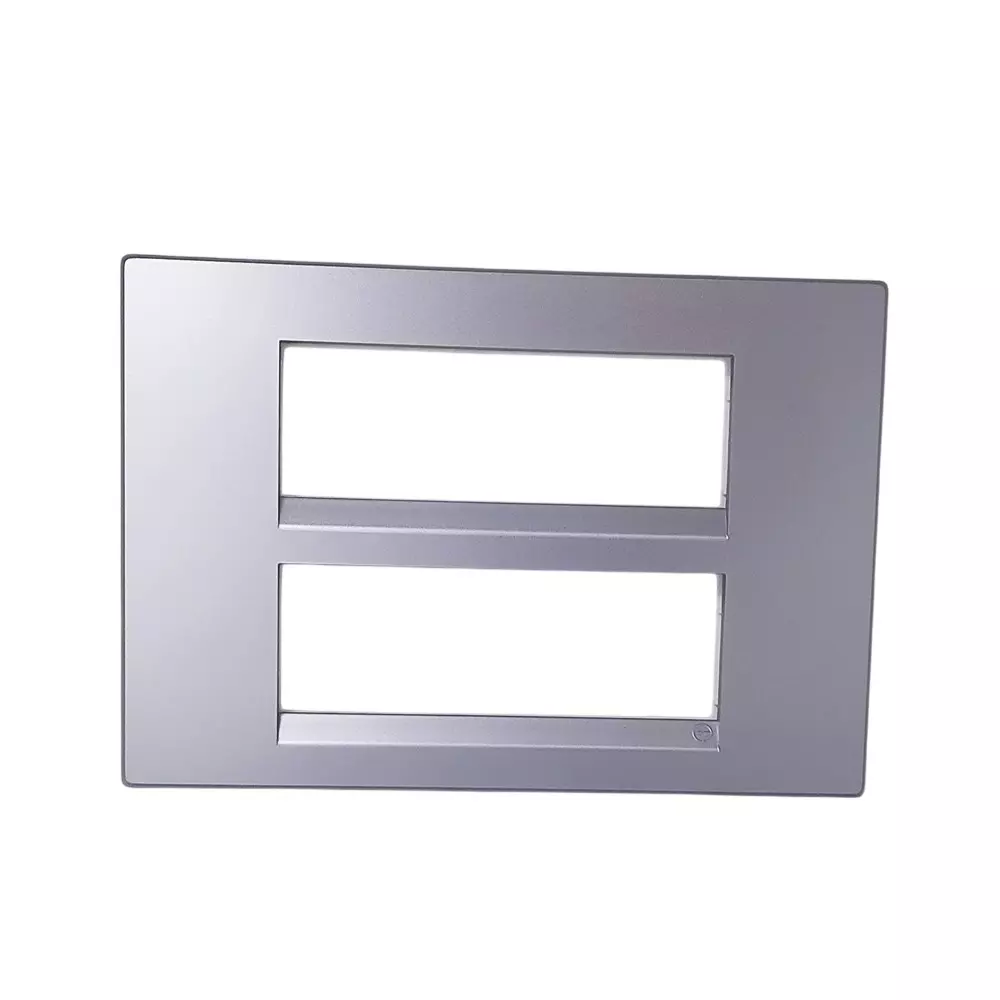 L&T [ Lauritz Knudsen ] Englaze Plastic Cover Plate With Plastic Grid Frame Moonlight Silver Color 12 Module, CB92112FS01