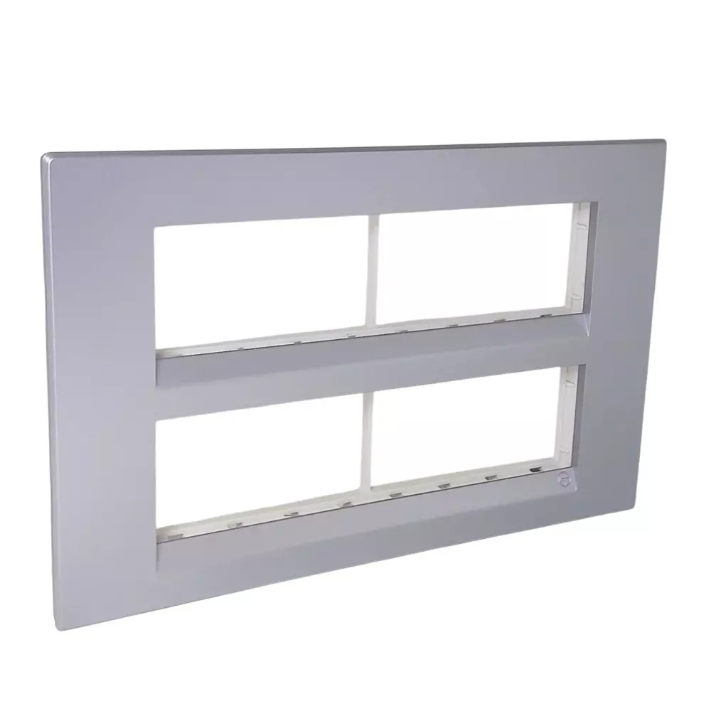lt-lauritz-knudsen-englaze-plastic-cover-plate-with-plastic-grid-frame-moonlight-silver-color-16-module-cb92116fs01