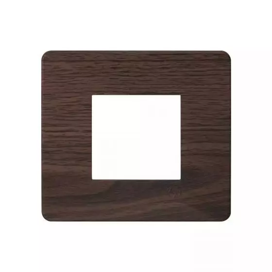 L&T [ Lauritz Knudsen ] Entice Cover Plate Without Grid Frame Cinnamon Wood Color 2 Module, CB91102FA12