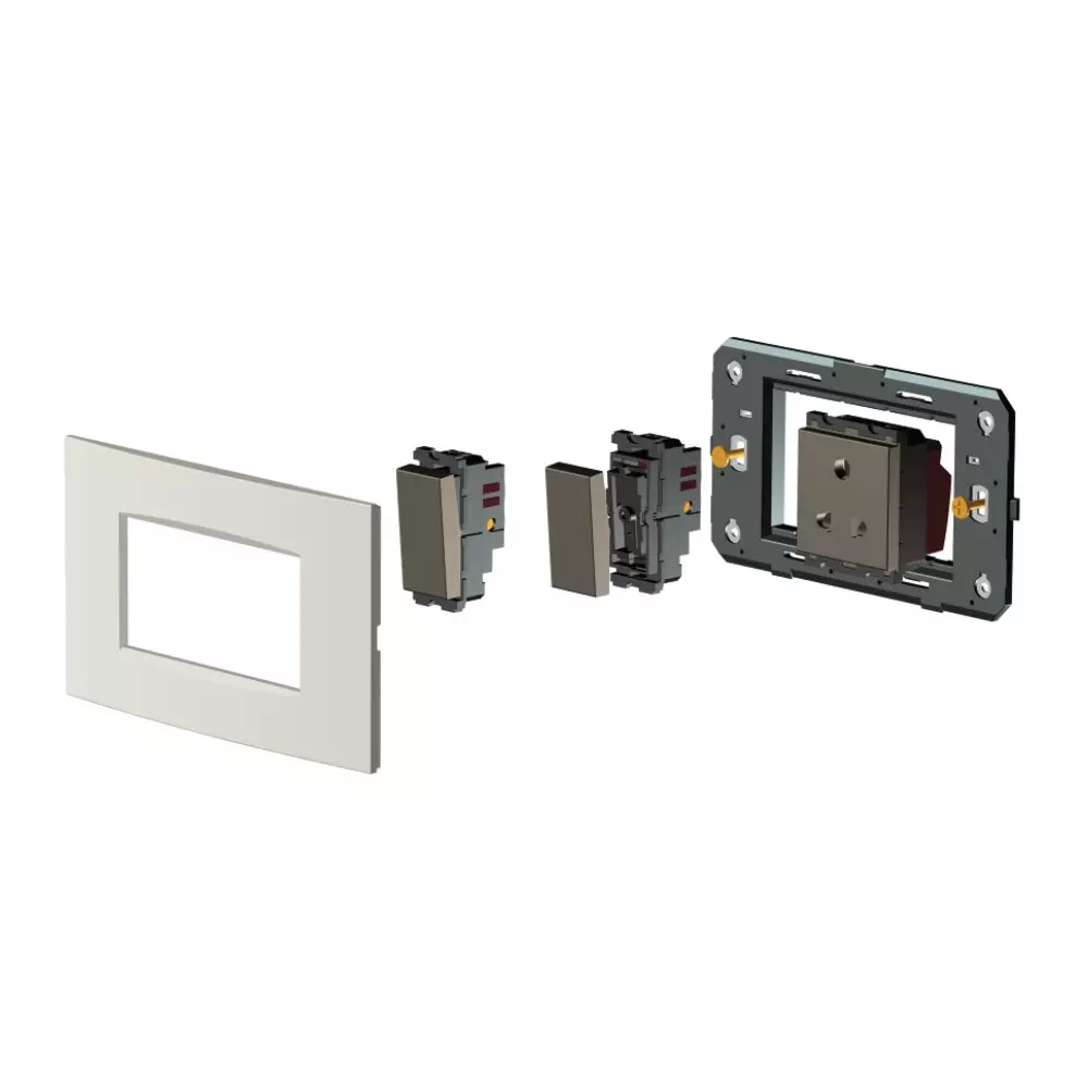 Norisys SQUARE Series Smart Plate with Frame Frost White 4 Module, S7604 .01