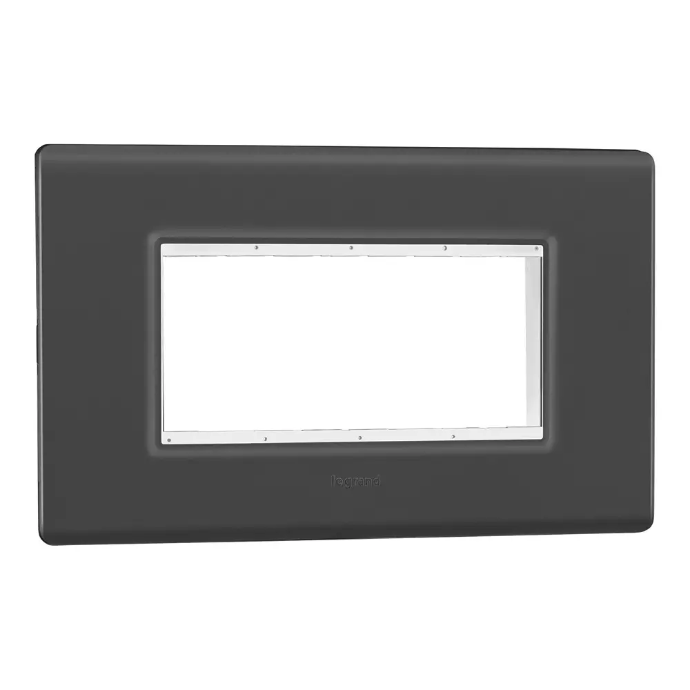 Legrand Cover Plate with Support Frame Allzy Matt Black 4 Module, 6813 14 (Pack of 10)