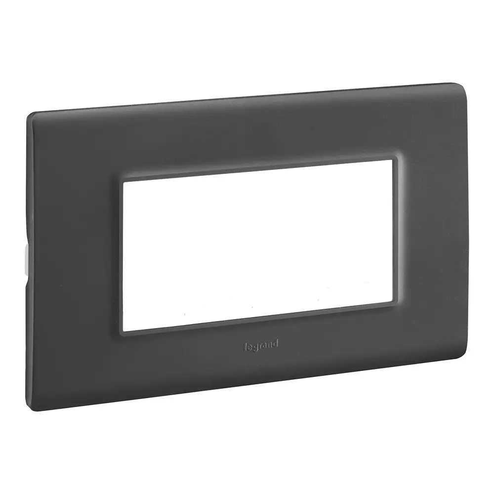 Legrand Cover Plate with Support Frame Allzy Matt Black 4 Module, 6813 14 (Pack of 10)