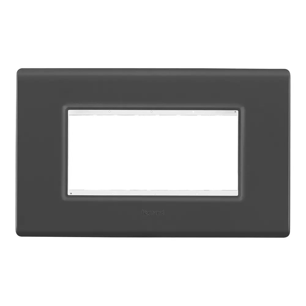 Legrand Cover Plate with Support Frame Allzy Matt Black 4 Module, 6813 14 (Pack of 10)
